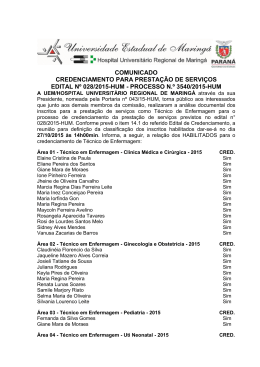 Comunicado - Classificação Edital 028-2015