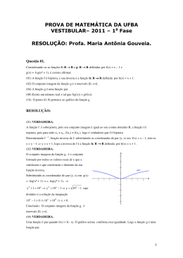 PROVA DE MATEM&Aacute;TICA DA UFBA VESTIBULAR&ndash; 2011 &ndash; 1 Fase