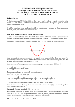 Função quadrática (polinomial do segundo grau)