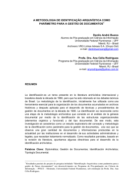 A METODOLOGIA DE IDENTIFICA&Ccedil;&Atilde;O ARQUIV&Iacute;STICA COMO
