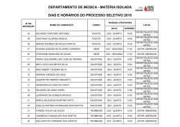 departamento de m&uacute;sica - mat&eacute;ria isolada dias e hor&aacute;rios do