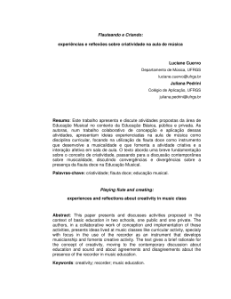 Flauteando e Criando: experi&ecirc;ncias e reflex&otilde;es sobre