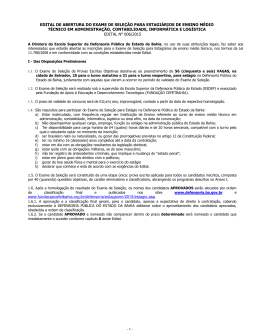 EDITAL DE ABERTURA DO EXAME DE SELE&Ccedil;&Atilde;O
