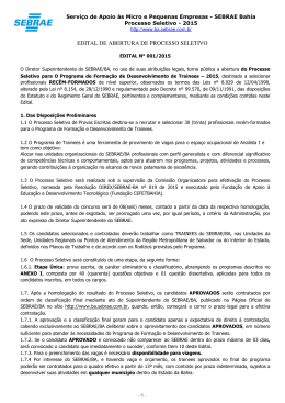 EDITAL DE ABERTURA DE PROCESSO SELETIVO