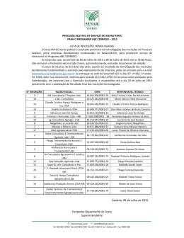 Inscri&ccedil;&otilde;es Homologadas