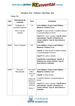 Disciplina: Arte – Professor: Cátia Kíster