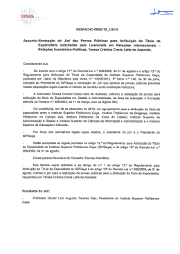 Despacho de Nomea&ccedil;&atilde;o do J&uacute;ri
