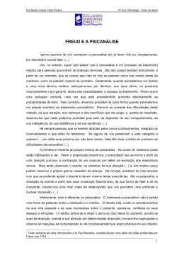 FREUD E A PSICAN&Aacute;LISE