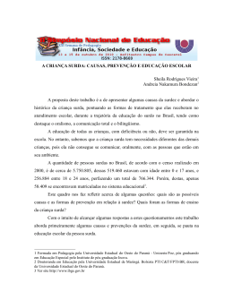a crian&ccedil;a surda: causas, preven&ccedil;&atilde;o e educa&ccedil;&atilde;o escolar