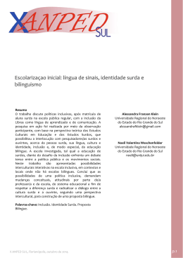 Escolariza&ccedil;ao inicial: l&iacute;ngua de sinais, identidade