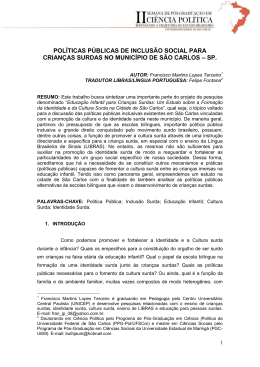 pol&iacute;ticas p&uacute;blicas de inclus&atilde;o social para crian&ccedil;as surdas no