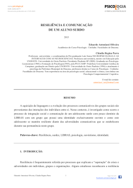 RESILI&Ecirc;NCIA E COMUNICA&Ccedil;&Atilde;O DE UM ALUNO SURDO