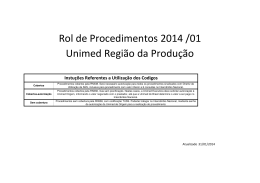 Rol de Procedimentos 2014 /01 Unimed Região da Produção