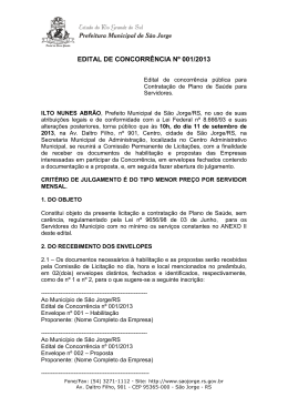 EDITAL DE CONCORR&Ecirc;NCIA N&ordm; 001/2013