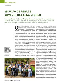 redução de fibras e aumento da carga mineral