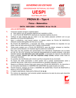 PROVA III &ndash; Tipo 4