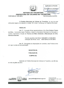 ESTADO DO TOCANTINS - Prefeitura Colinas do Tocantins