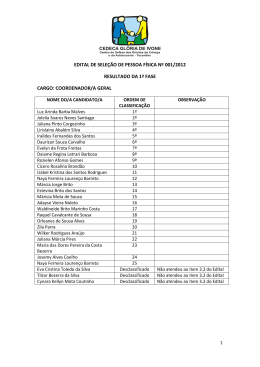 edital de sele&ccedil;&atilde;o de pessoa f&iacute;sica n&ordm; 001/2012 resultado da 1&ordf; fase