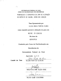 nineralogia e geoouinica da zona de alteraçao do deposito de