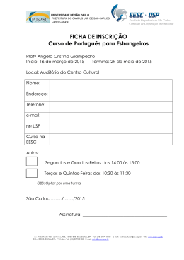 FICHA DE INSCRIÇÃO Curso de Português para Estrangeiros
