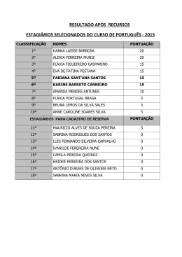 resultado ap&oacute;s recursos estagi&aacute;rios selecionados do curso de