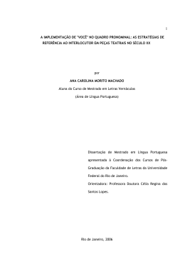 a implementa&ccedil;&atilde;o de "voc&ecirc;" - Faculdade de Letras