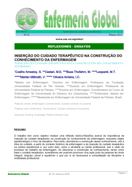 inser&ccedil;&atilde;o do cuidado terap&ecirc;utico na constru&ccedil;&atilde;o do conhecimento da