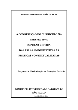 a constru&ccedil;&atilde;o do curr&iacute;culo na perspectiva popular cr&iacute;tica