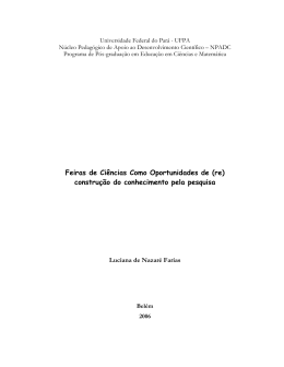 Feiras de Ci&ecirc;ncias Como Oportunidades de (re)
