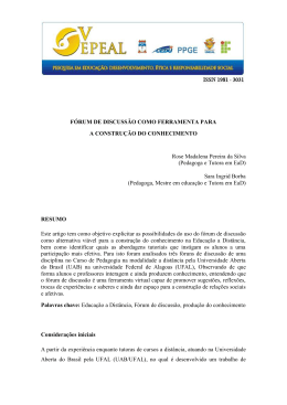 F&Oacute;RUM DE DISCUSS&Atilde;O COMO FERRAMENTA PARA A