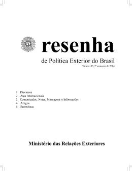 2004, 2&ordm; semestre, n&uacute;mero 95 - Minist&eacute;rio das Rela&ccedil;&otilde;es Exteriores