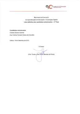 Lista definitiva dos candidatos selecionados - 2.EI Fase