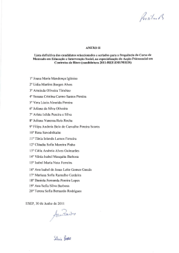 ANEXO II Lista deﬁnitiva dos candidatos seleccionados e seriados