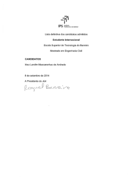 Lista definitiva dos candidatos admitidos Estudante Internacional