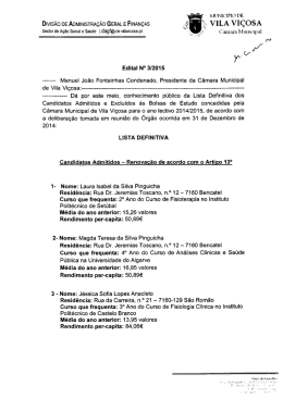 Edital n.º 3/2015 - Lista Definitiva dos Candidatos