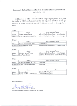 Homologa&ccedil;&atilde;o das Inscri&ccedil;&otilde;es para a Elei&ccedil;&atilde;o da Comiss&atilde;o
