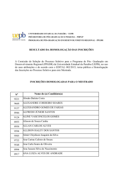 RESULTADO DA HOMOLOGA&Ccedil;&Atilde;O DAS INSCRI&Ccedil;&Otilde;ES A