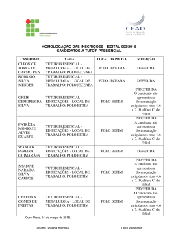HOMOLOGA&Ccedil;&Atilde;O DAS INSCRI&Ccedil;&Otilde;ES &ndash; EDITAL 003