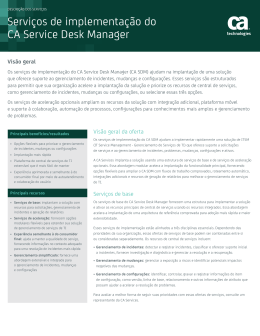 Servi&ccedil;os de implementa&ccedil;&atilde;o do CA Service Desk Manager