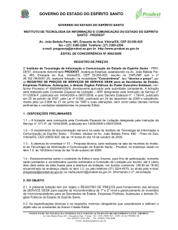 Edital Service Desk - Seger - Governo do Estado do Esp&iacute;rito Santo