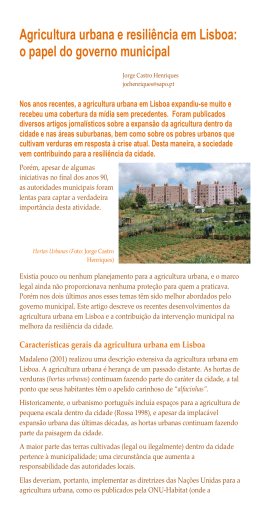 Agricultura Urbana y Resiliencia en Lisboa: el papel del gobierno