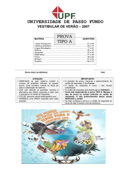 prova 1 - Vestibular UPF - Universidade de Passo Fundo