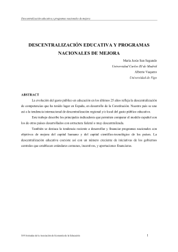 descentralización educativa y programas nacionales