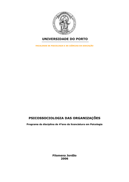 universidade do porto psicossociologia das organizações