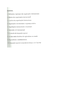 PONTOS: I. Defini&ccedil;&otilde;es e tipologias das organiza&ccedil;&otilde;es internacionais
