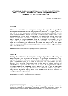 a complementaridade das teorias contingencial, ecologia
