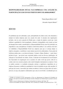 responsabilidade social nas empresas: uma an&aacute;lise da participa&ccedil;&atilde;o