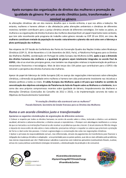 Apelo europeu das organiza&ccedil;&otilde;es de direitos das mulheres e