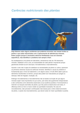 Car&ecirc;ncias nutricionais das plantas