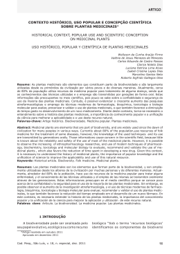 Uso Popular e concep&ccedil;&atilde;o cient&iacute;fico sobre plantas medicinais